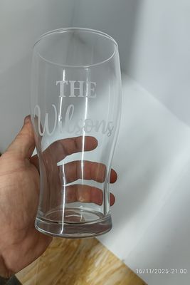 Personalised Pint Glass – Engraved with Your Name, Logo or Text