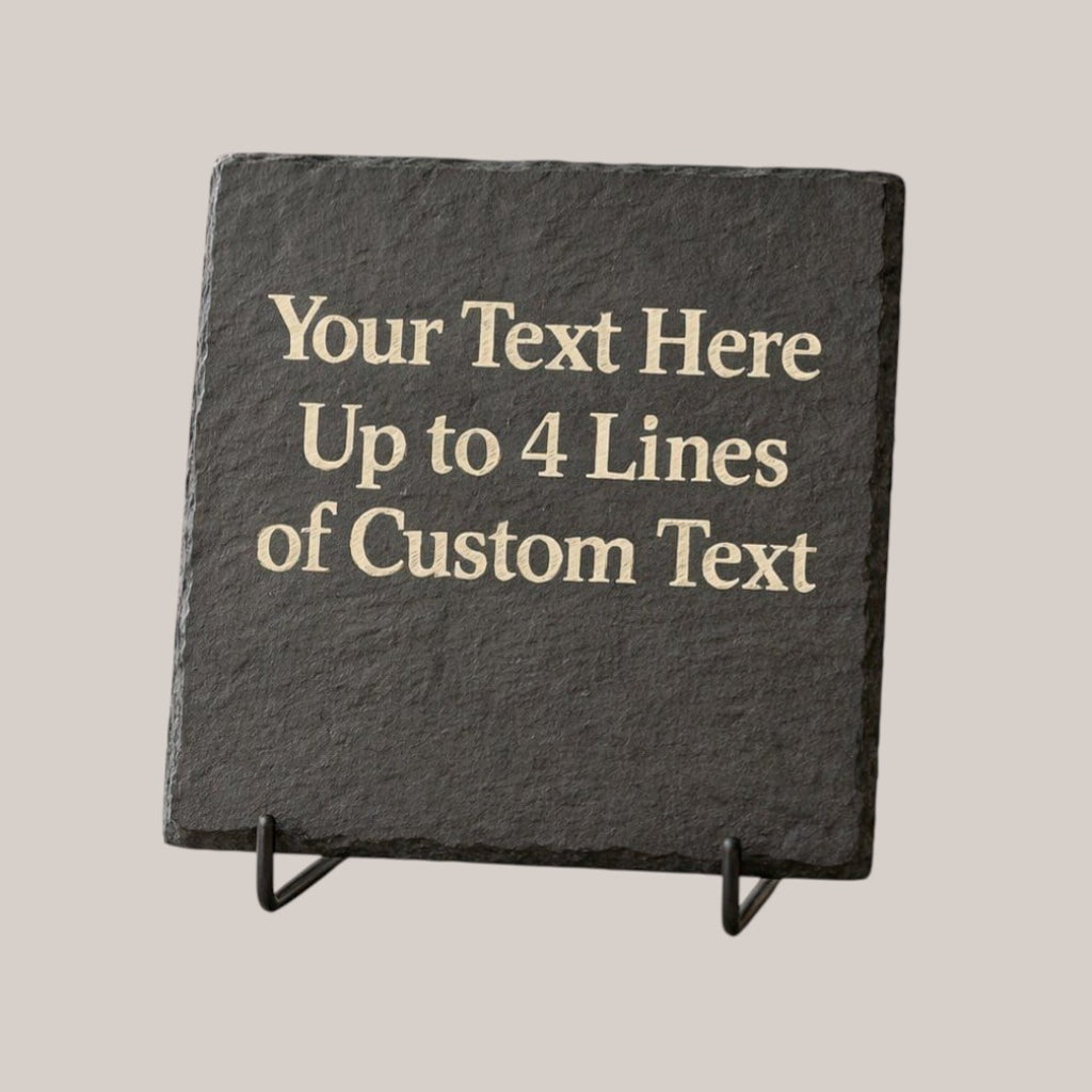 Personalised Engraved Slate Coaster – Custom Photo and Text Gift