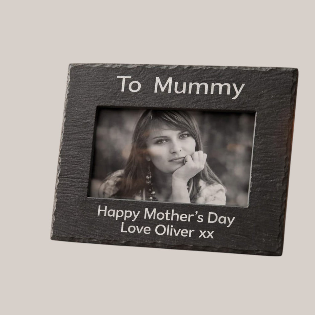 Personalised Engraved Slate Photo Frame - Custom Text