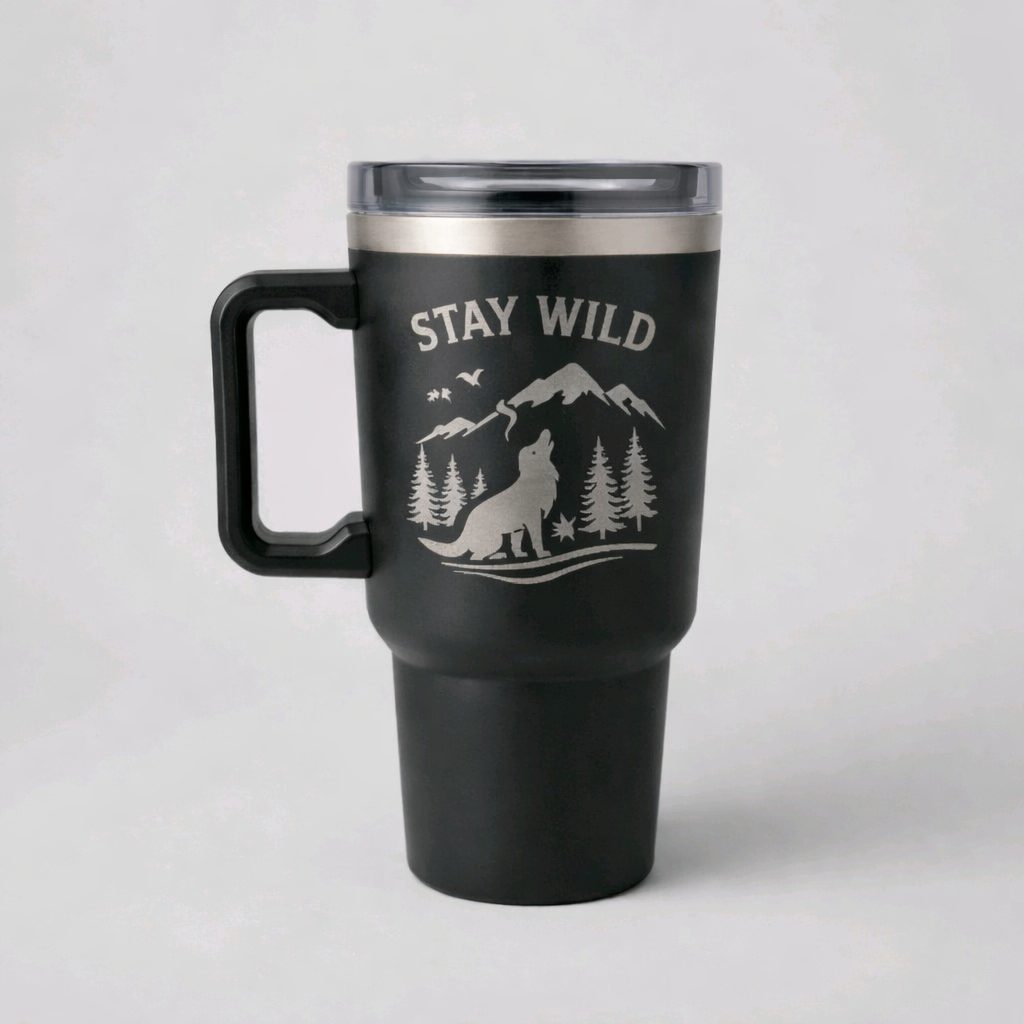 ☕ Personalised Engraved 1.2L Tumbler — Any Logo, Text or Stock Design