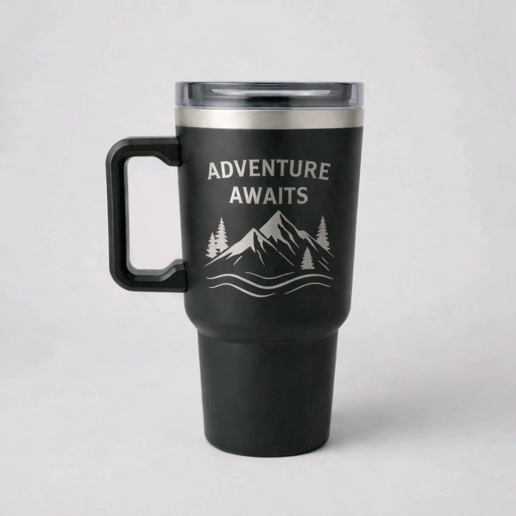 ☕ Personalised Engraved 1.2L Tumbler — Any Logo, Text or Stock Design