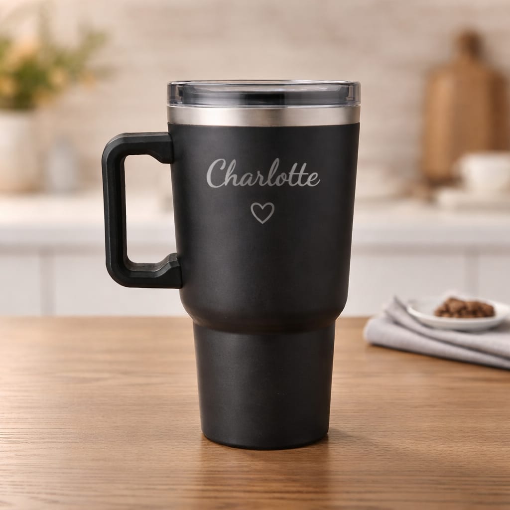 ☕ Personalised Engraved 1.2L Tumbler — Any Logo, Text or Stock Design