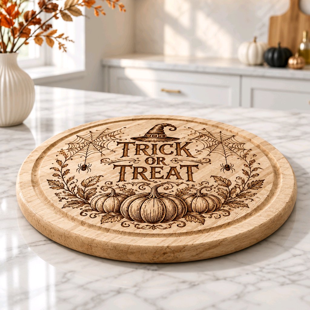Personalised round wooden serving board
