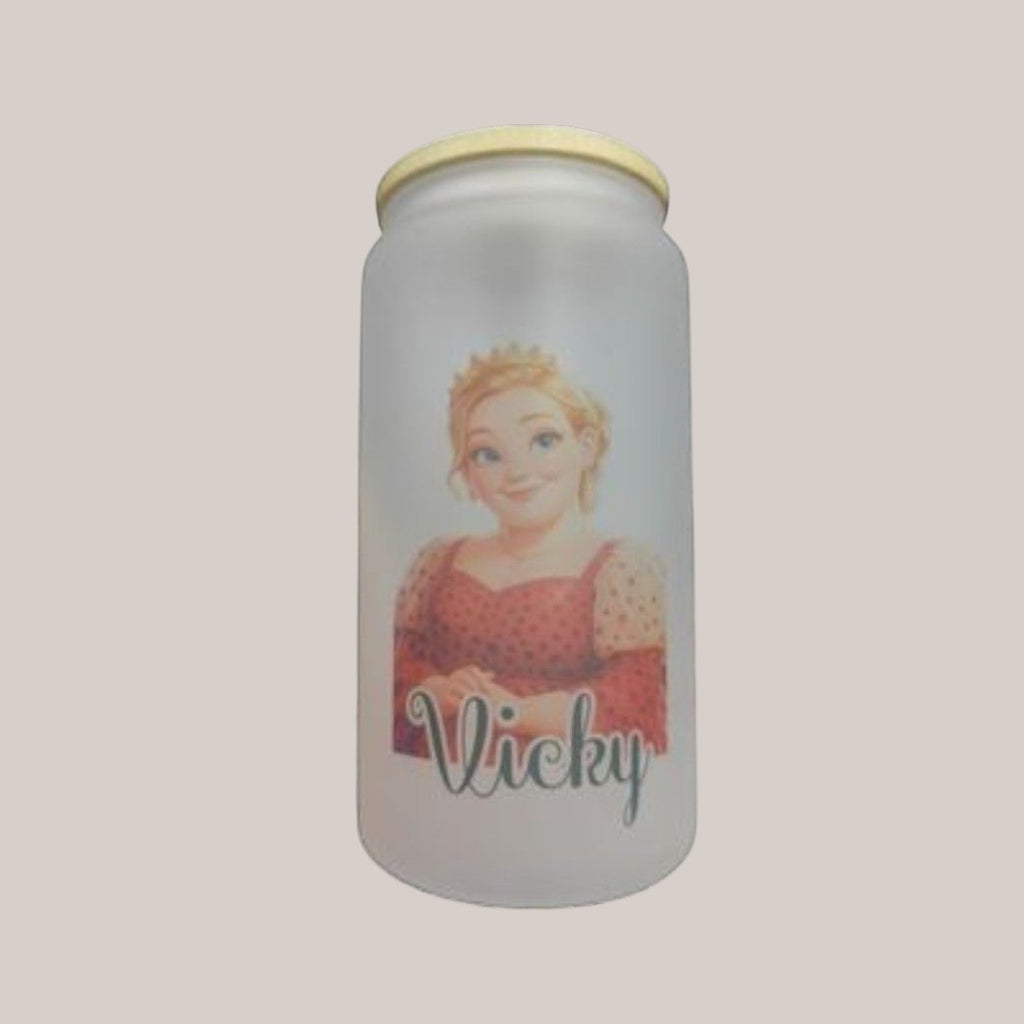 Personalised frosted glass tumbler with bamboo lid — Eco‑friendly frosted glass tumbler with bamboo lid and reusable straw, personalised with any name and short message plus a stylish figure design.
