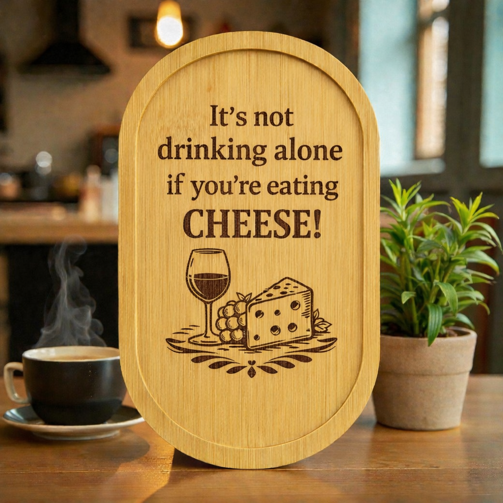 Bamboo grazing tray with custom message — Stylish engraved bamboo tray perfect for appetisers, side dishes and personalised gifting.