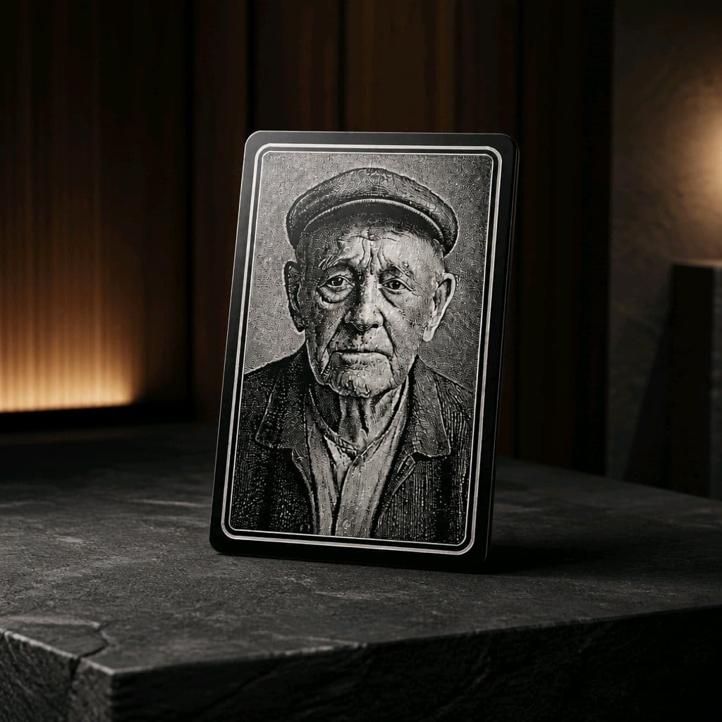 Custom engraved metal wallet card, credit card size, by PBWCreations Stockport