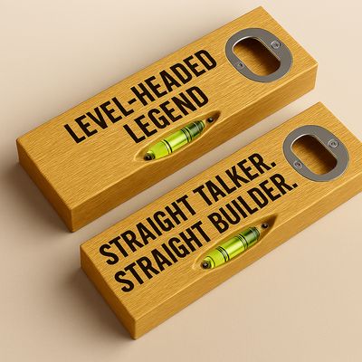Custom DIY gift level bottle opener — Engraved bamboo bottle opener with built‑in level, perfect for birthdays, Father’s Day or housewarming gifts.