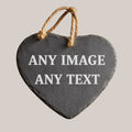 Custom engraved hanging slate heart — Hanging heart‑shaped slate engraved with a personalised photo or message-uk.