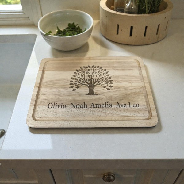 Custom engraved chopping board with logo and text — Fully personalised chopping board featuring custom names, dates, messages or uploaded artwork.