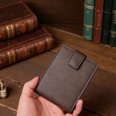 Custom message brown leather wallet — Premium brown wallet engraved with any name, slogan, logo or inside message.