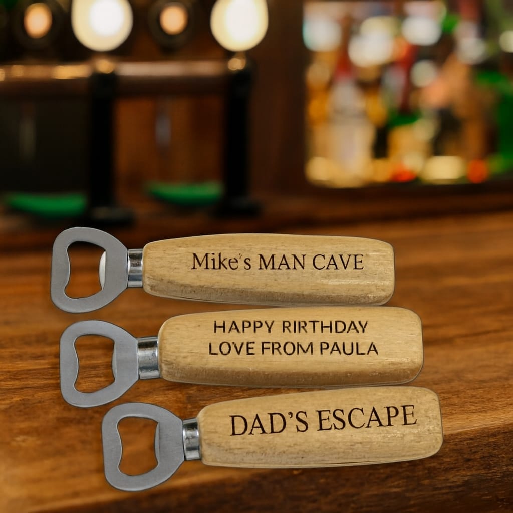 Custom photo bottle opener — Personalised bottle opener printed with a chosen photo or message-stockport