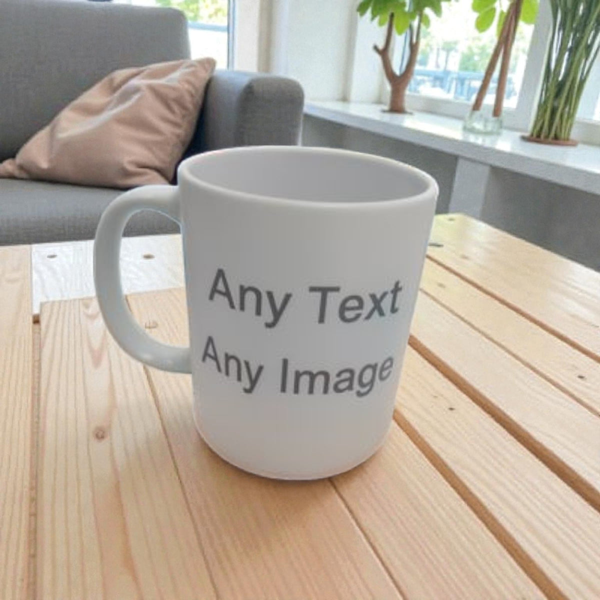 Custom 11oz mug with photo and text — Fully personalised mug featuring your chosen photo and custom wording.