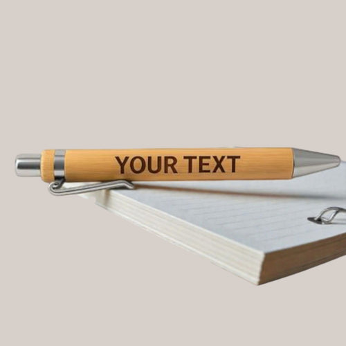 Custom wooden pen with name or message — Precision‑engraved wooden pen personalised to order, ideal for meaningful gifts.