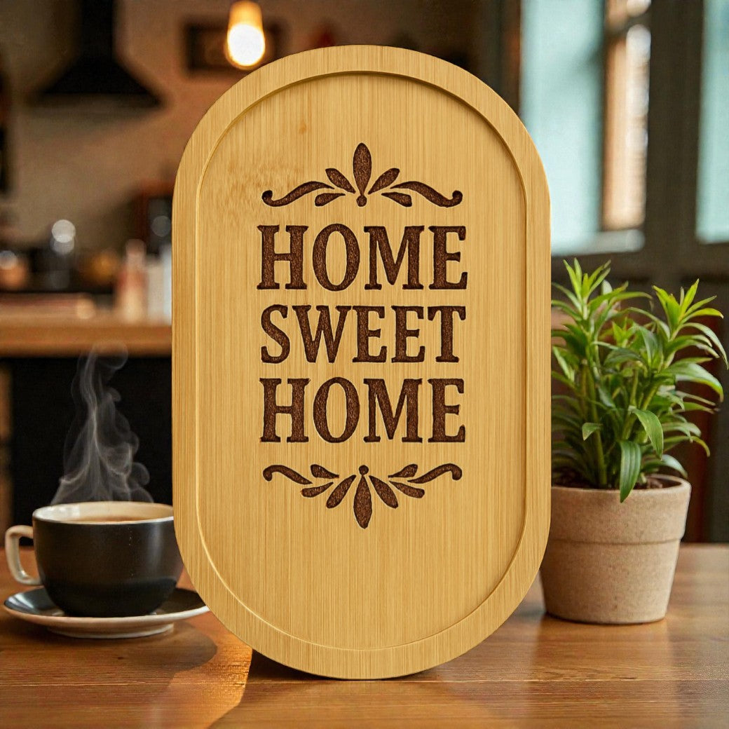 Eco friendly personalised bamboo tray — Sustainable bamboo tray engraved with any name, logo or short message.