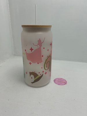 Eco frosted tumbler custom name and message — Eco‑friendly frosted glass cup featuring a bamboo lid, reusable straw and custom engraving.