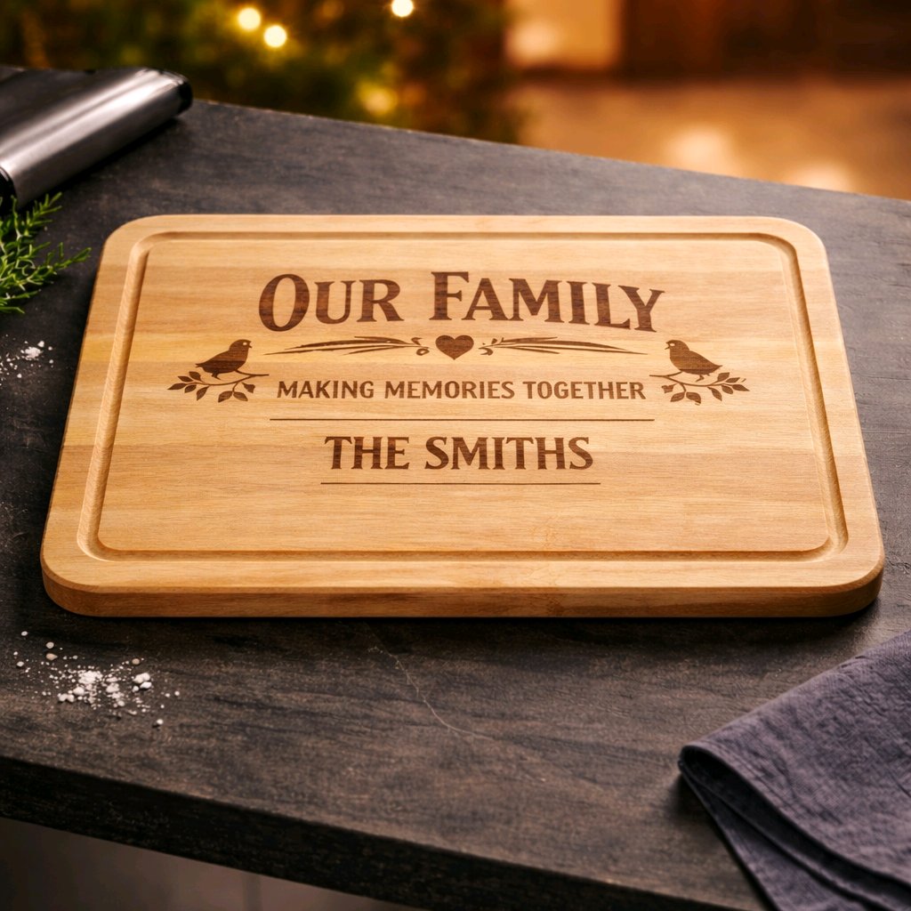 Engraved bamboo chopping board any design — Premium bamboo board engraved with any chosen design, message or uploaded logo.