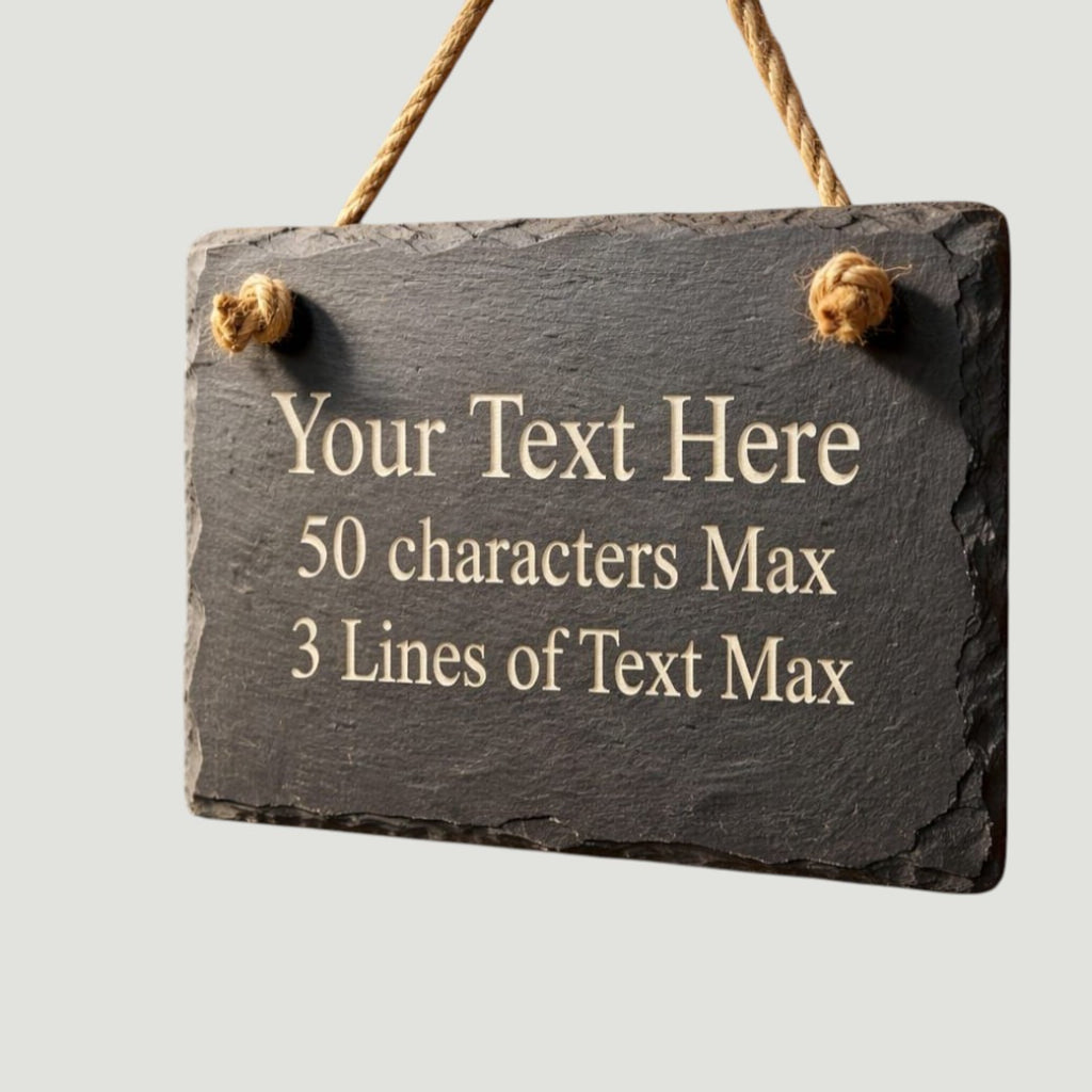 Personalised engraved slate sign — Versatile engraved slate sign suitable for sheds, bars, homes, or garden spaces.