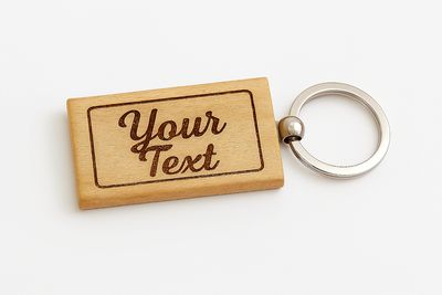 Engraved wooden keyring gift — Warm‑toned wooden keyring featuring precision engraving, ideal for everyday use or gifting.