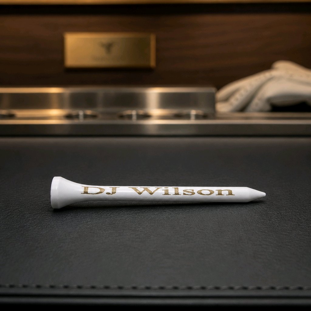 Custom engraved golf tees gift — Set of personalised wooden golf tees engraved with initials or short text.