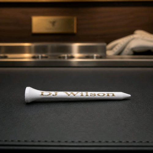 Custom engraved golf tees gift — Set of personalised wooden golf tees engraved with initials or short text.