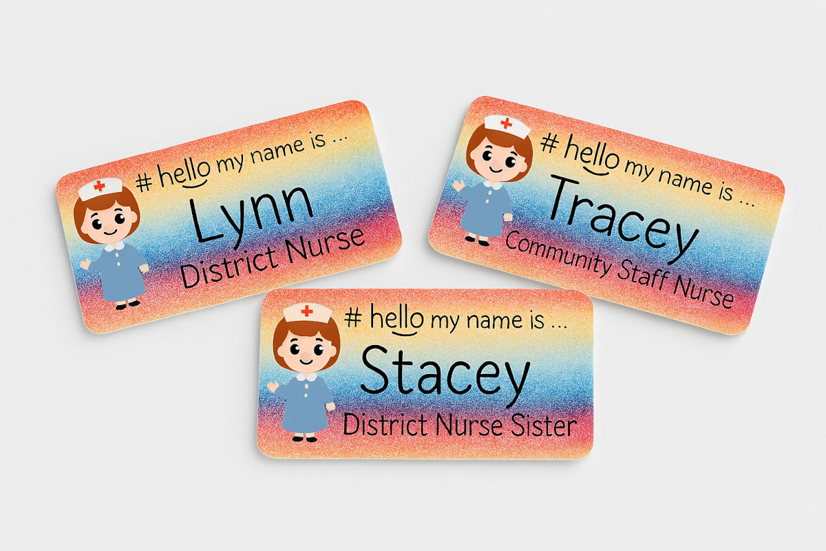 Personalised name or logo event badge — Printed badge designed to help you stand out, featuring your chosen name, logo or message.