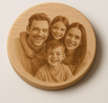 Wooden coaster personalised photo engraving — Wooden coaster engraved with your uploaded photo, logo or message for a unique personalised gift.